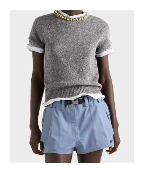 Prada Wool And Cashmere Crew-neck Sweater In Gray