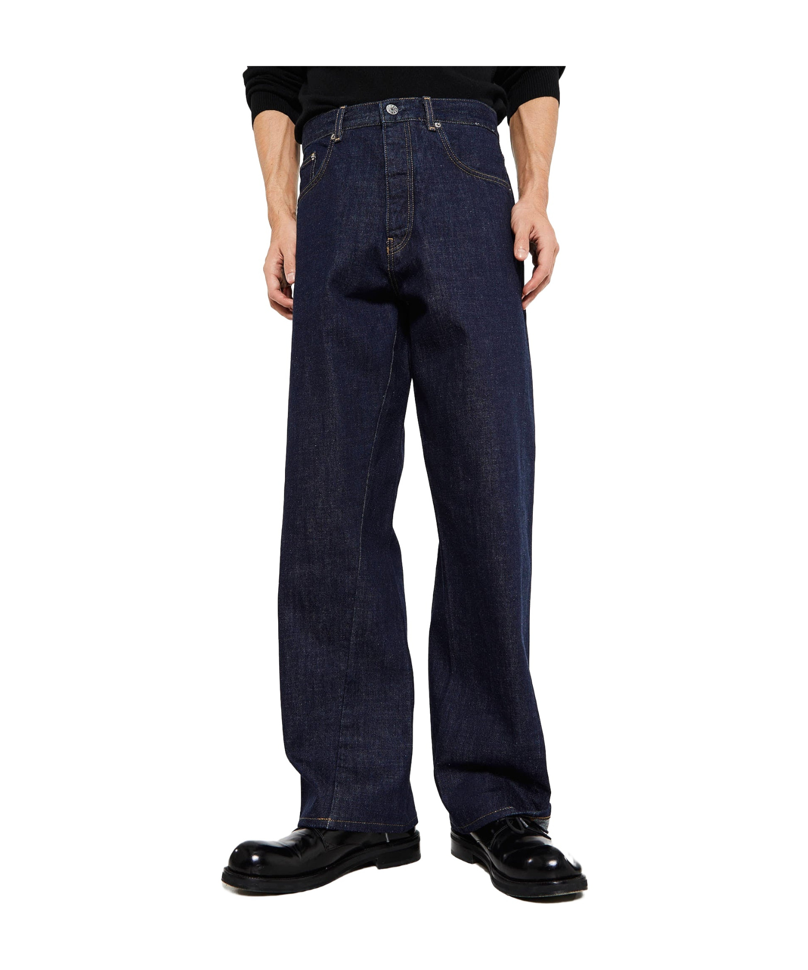 Sunflower Blue Jeans With Belt Loops And Logo Patch On The Rear In Black