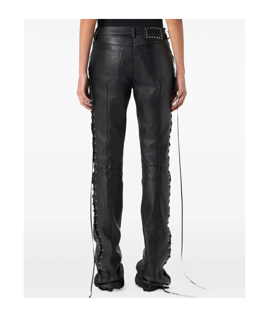 Blumarine Lace-up Trousers In Burgundy