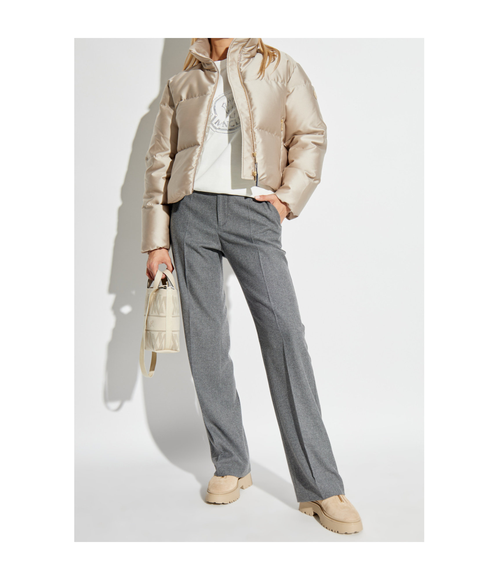 Moncler Bonnelles Quilted Down Jacket In Nude