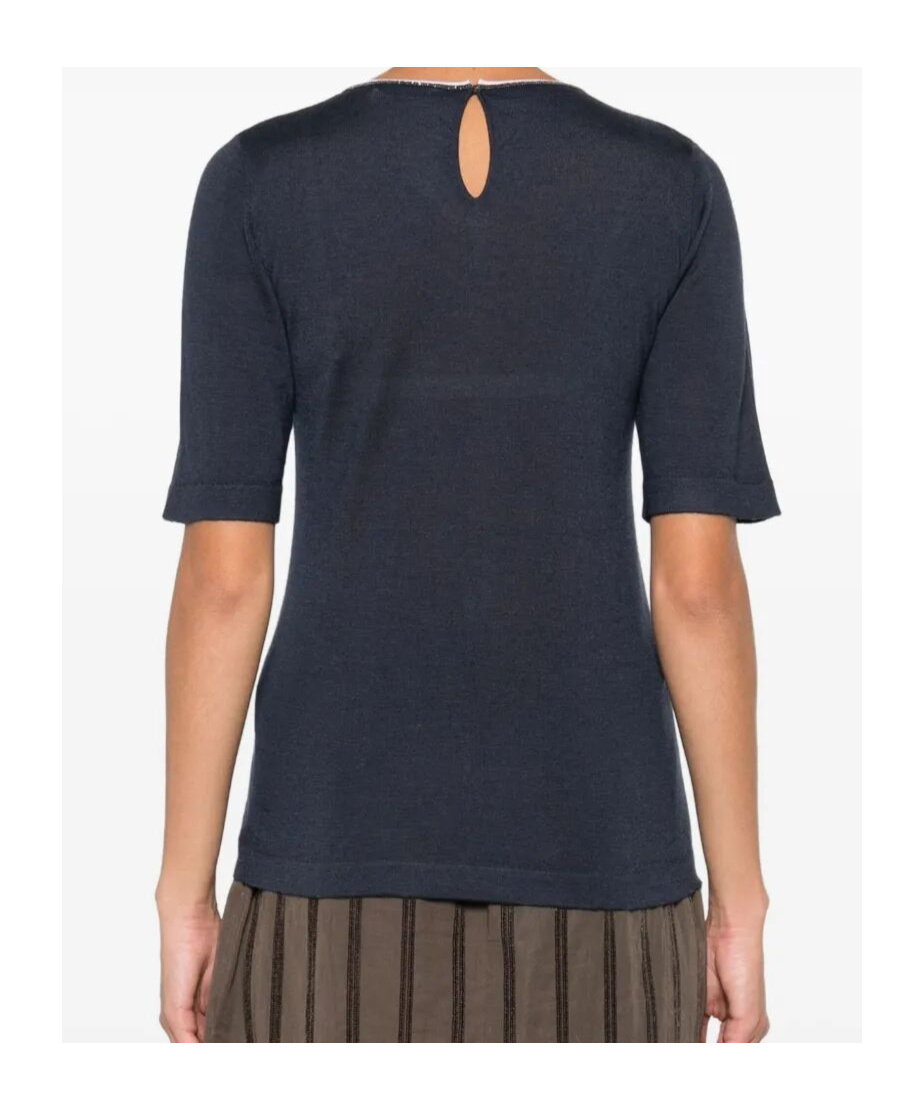 Brunello Cucinelli Monili-trim Cashmere Top In Black