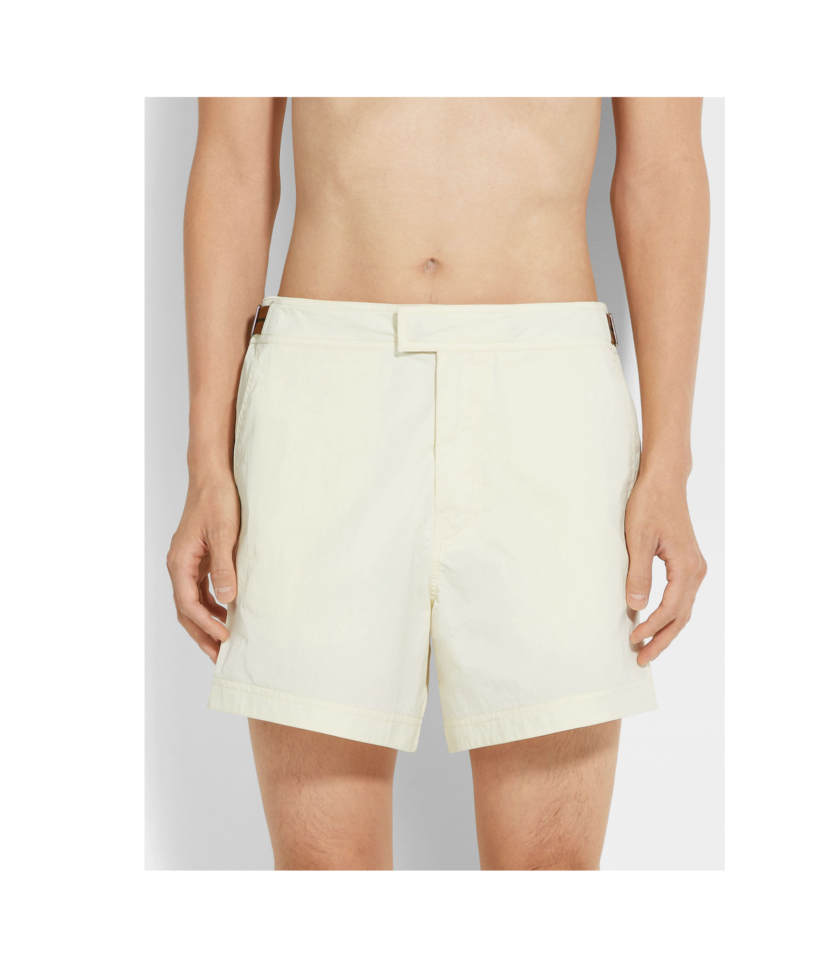 Zegna 232 Road Brand Mark Mid Length Swim Trunks In White