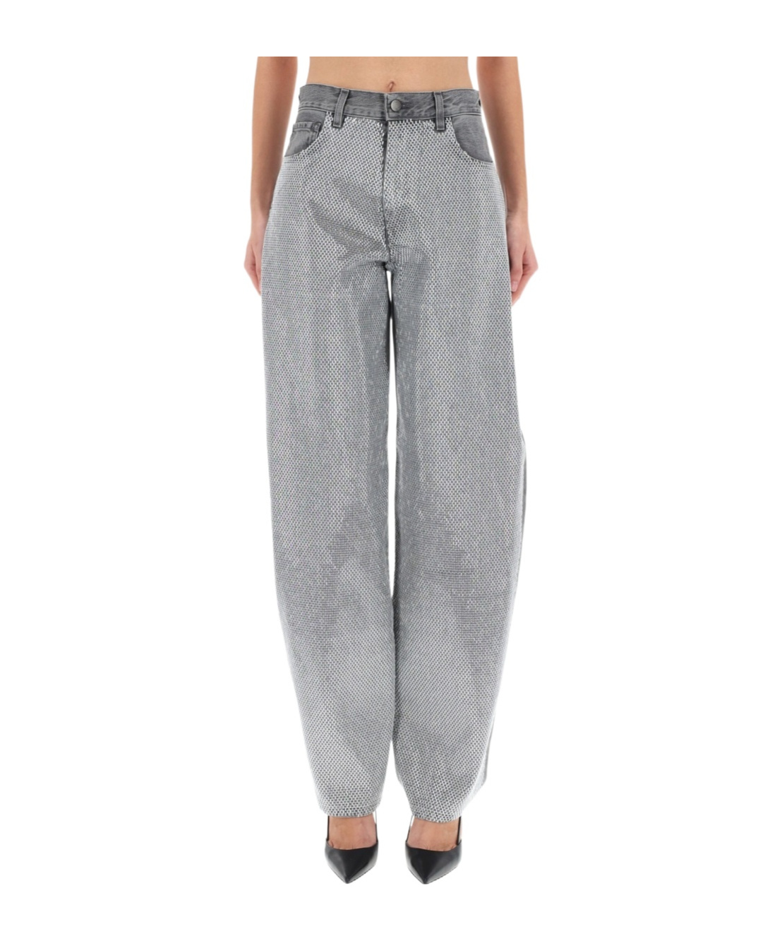 Haikure Denim Trousers With Belt Loops In Gray