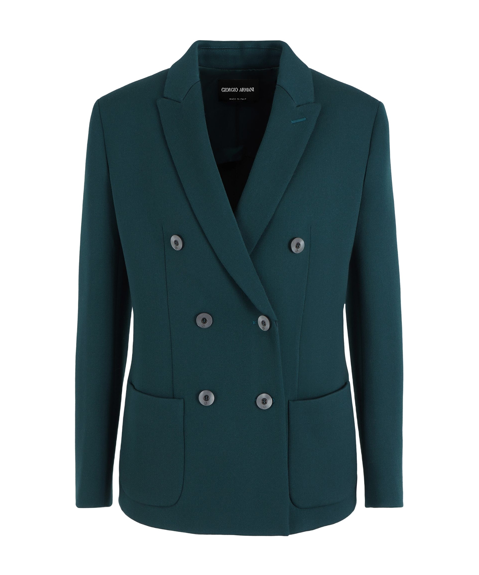 Giorgio Armani Double-breasted Stretch Wool Blazer Jacket In Green