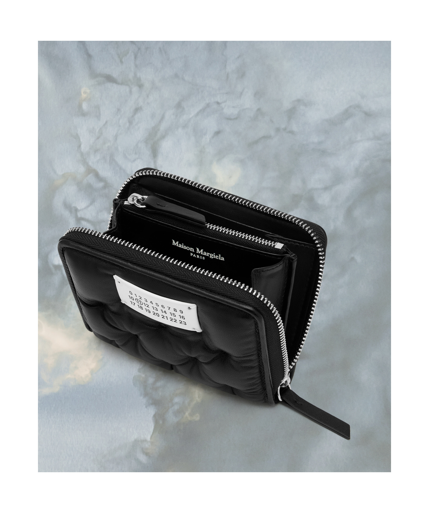 Maison Margiela Numbers-motif Padded Leather Wallet In Black