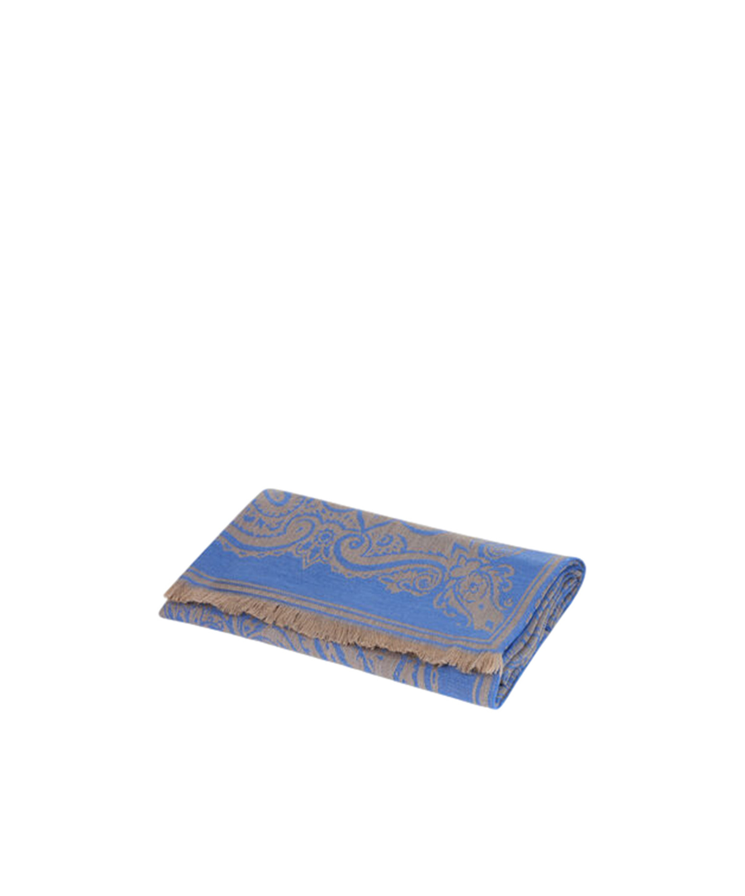 ETRO WOOL THROW BLANKET WITH JACQUARD LOGO AND PAISLEY