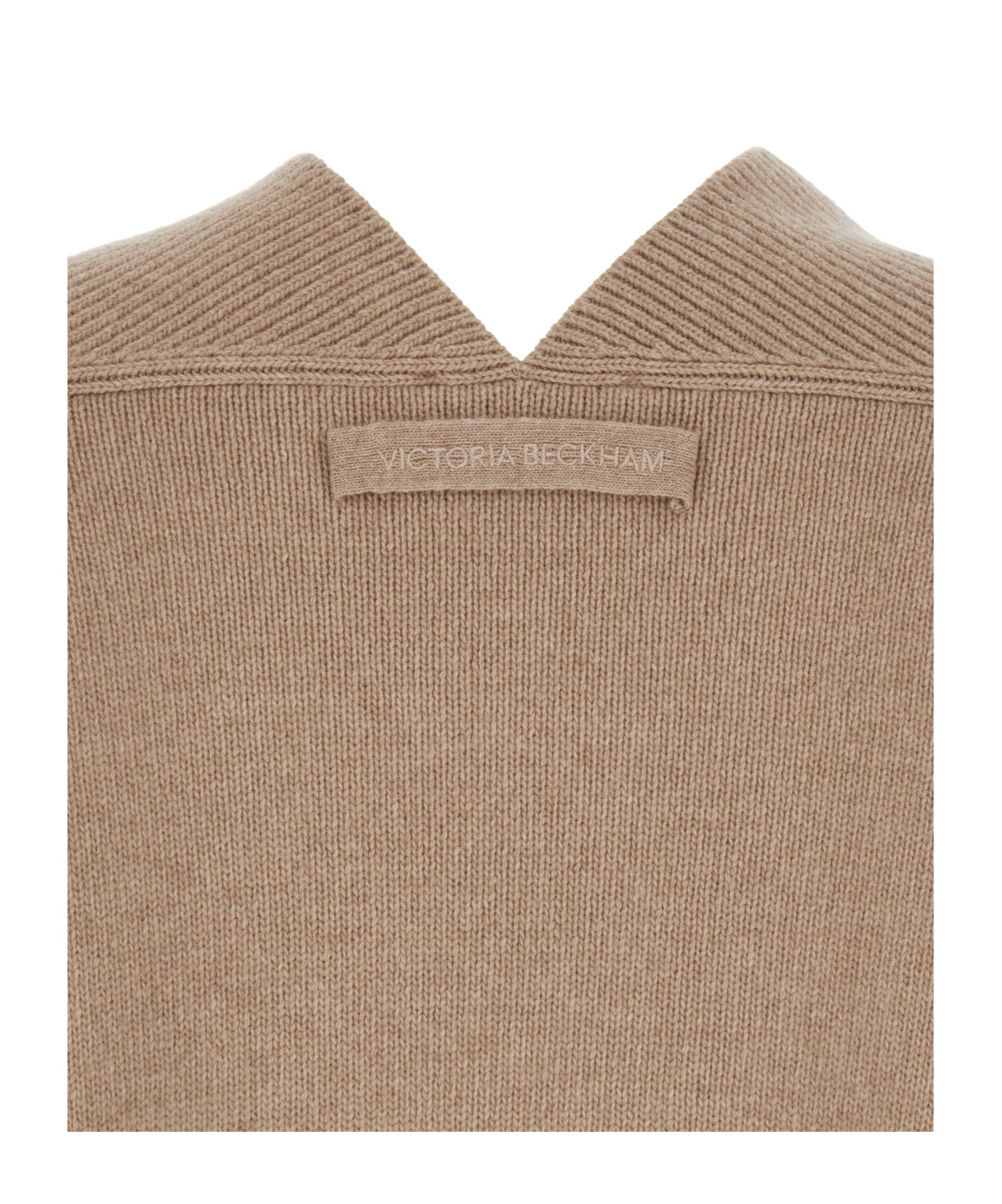 Victoria Beckham Beige Knit Sweater With V Neck On Front And Rear In Cashmere And Wool Woman