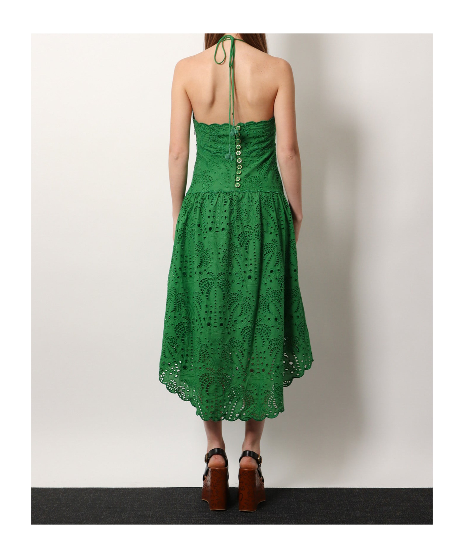 Farm Rio Sangallo Lace Midi Dress