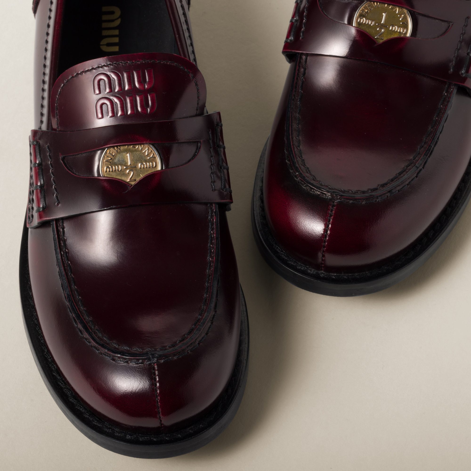 Shop Miu Miu Leather Loafers In Black