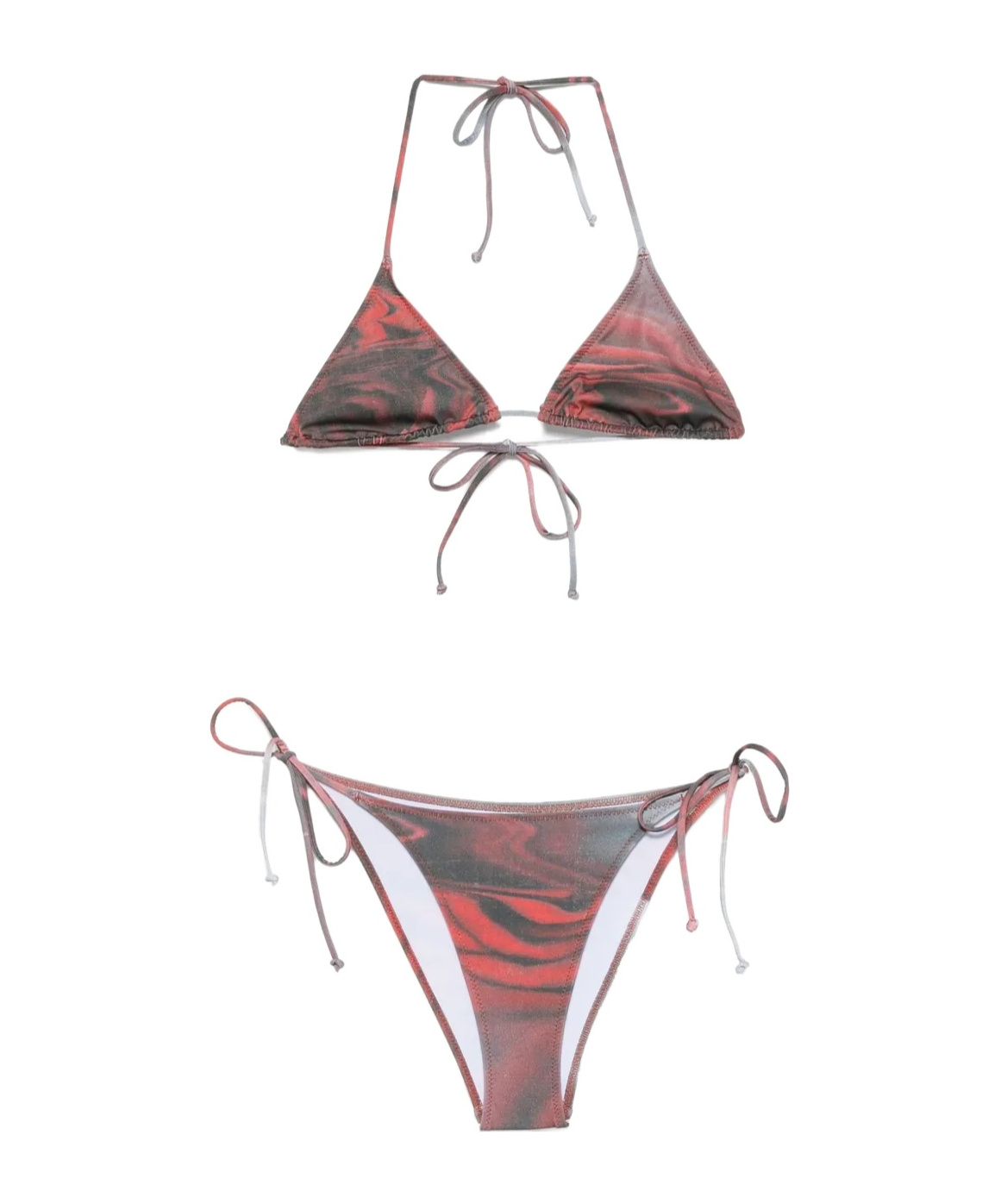 Jean Paul Gaultier Blurry Roses Printed Bikini Set In Gray