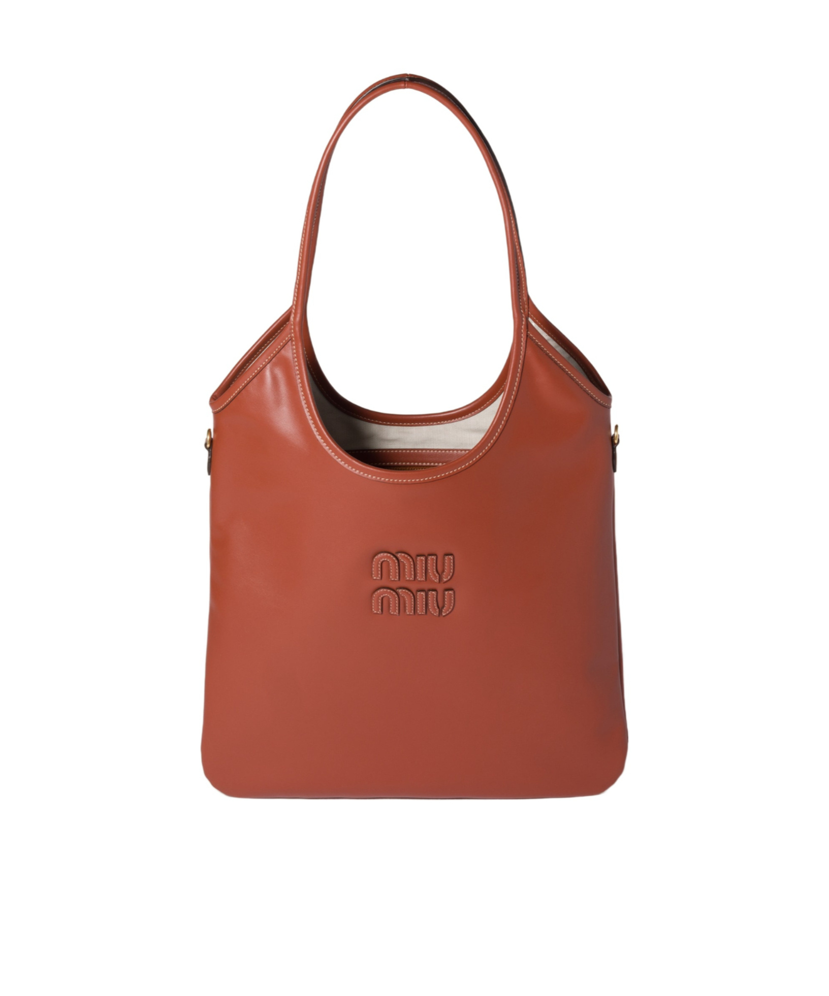 Miu Miu Double Handle Tote Bag In Brown
