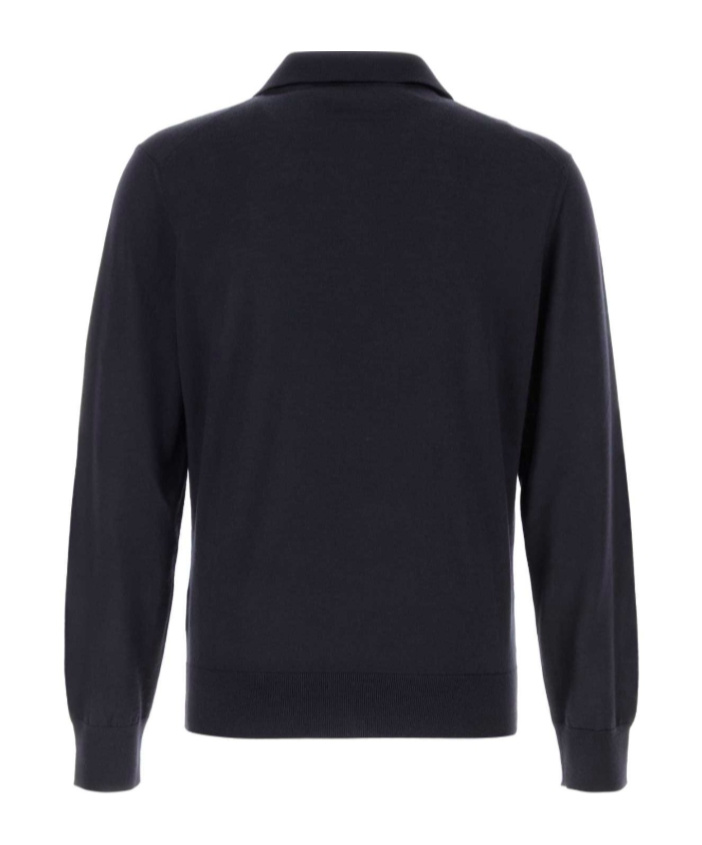 Zegna Midnight Cashmere Blend Polo Shirt In Black