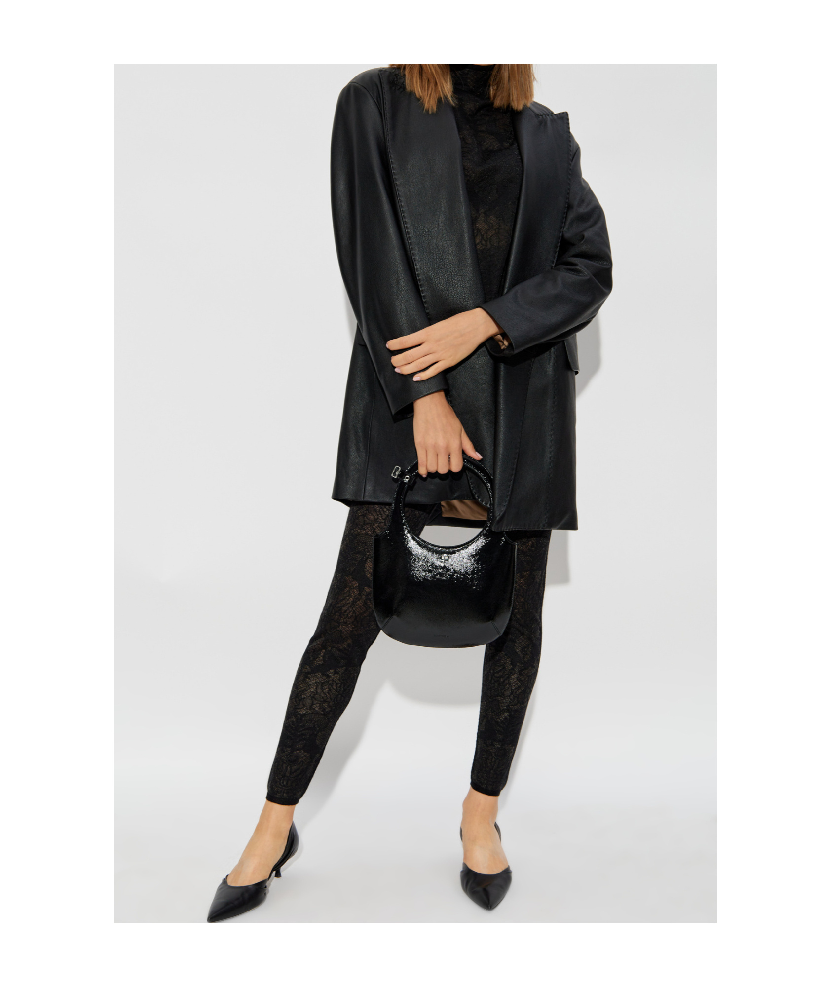 Shop Fabiana Filippi Lace Detail Slim Pants In Black