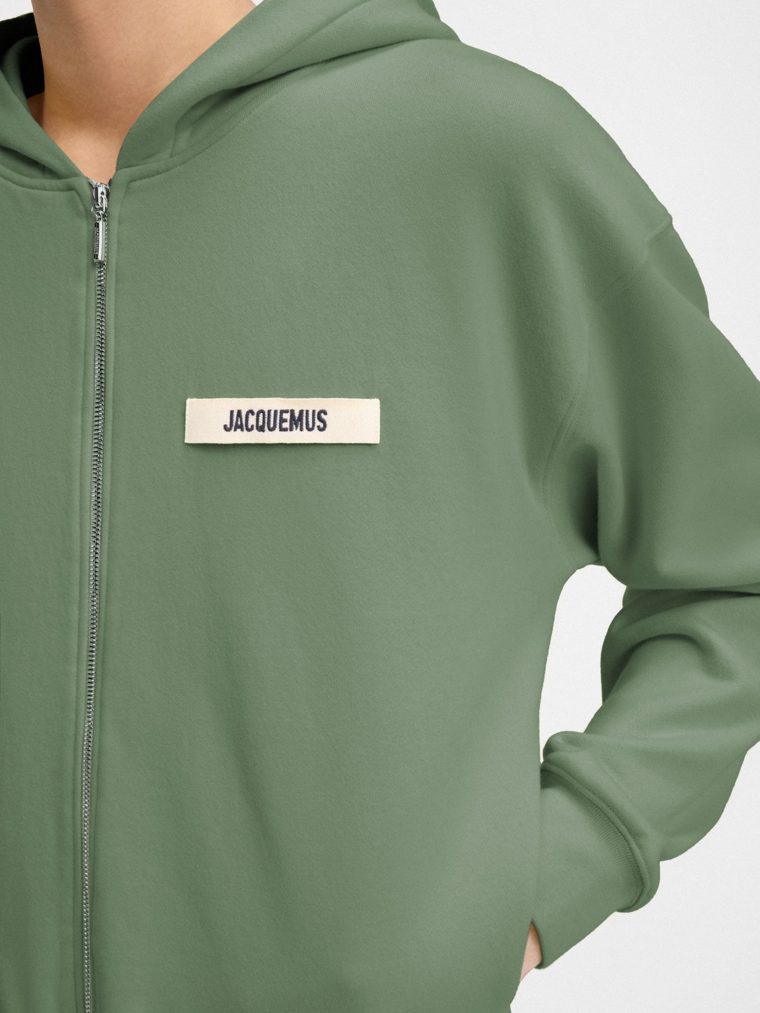 Jacquemus Le Hoodie Gros Grain Zip-up Sweatshirt In Green