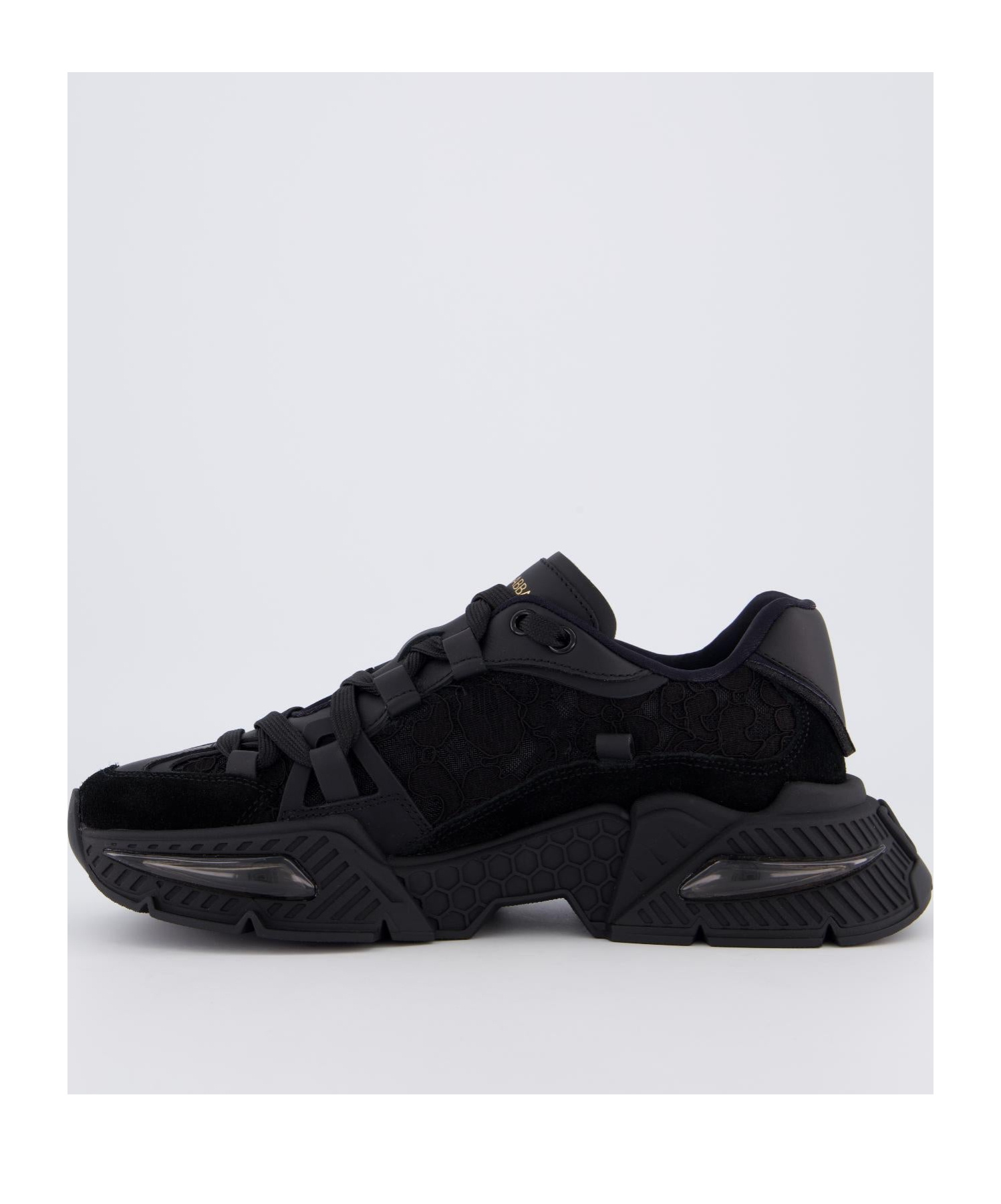 Dolce & Gabbana Iconic Monogram Mesh Paneled Sneakers In Black