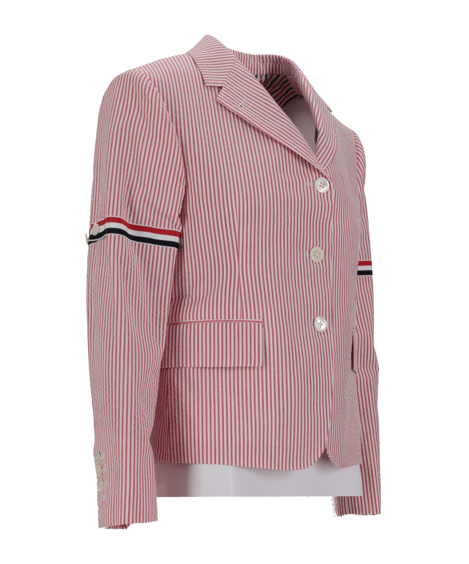 Thom Browne Seersucker Sportcoat Striped Sleeves In Red