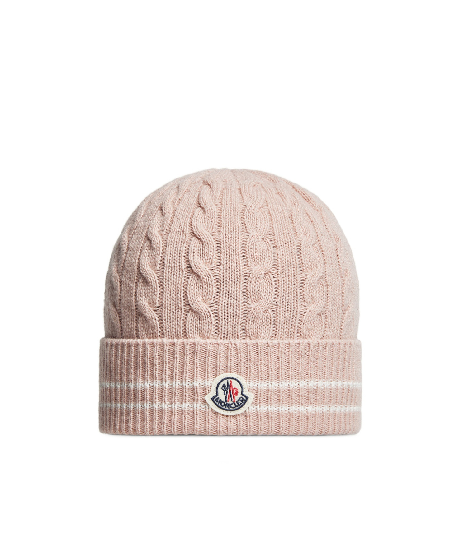 Moncler Stripe-trimmed Wool Beanie In Neutral