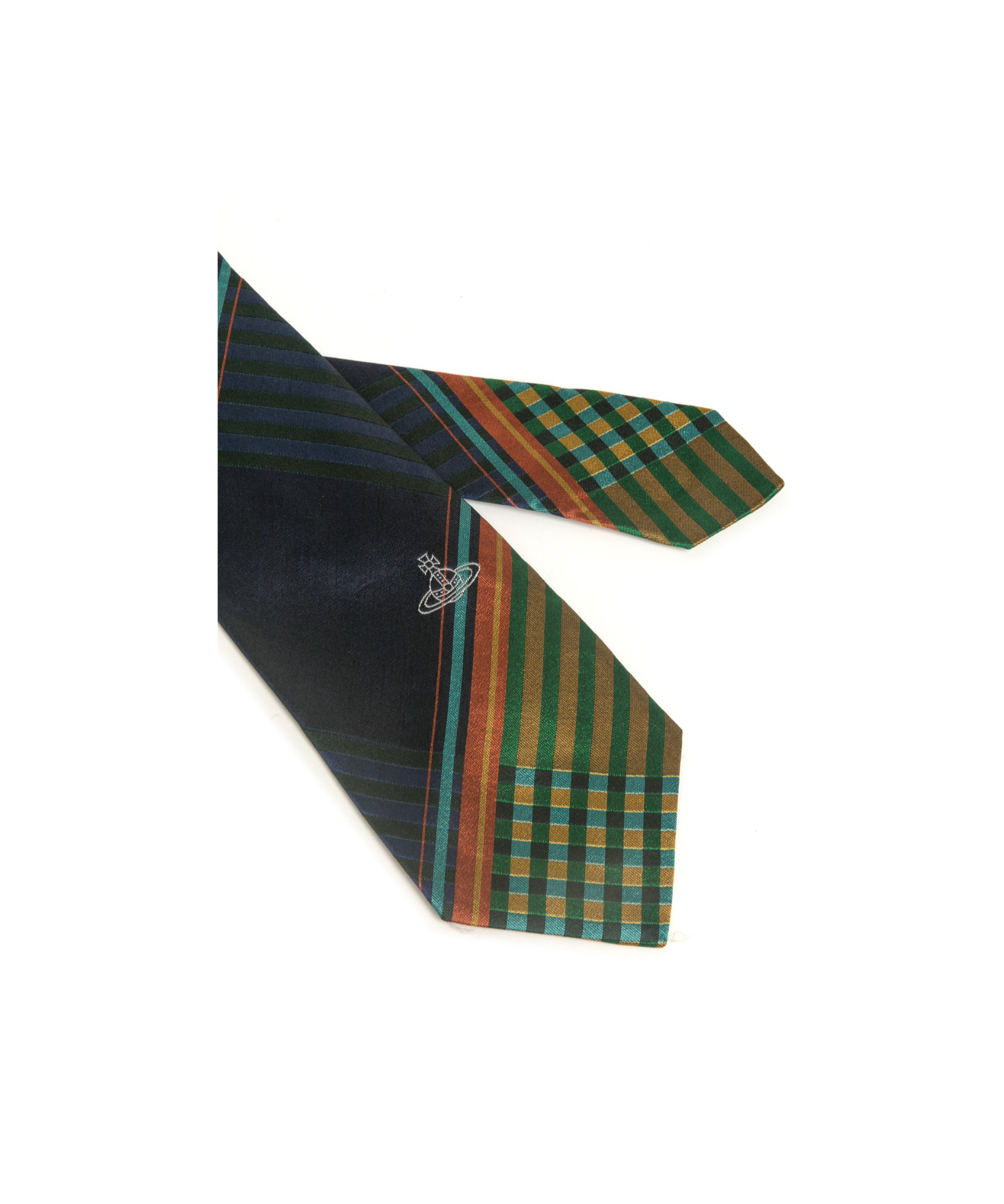 Vivienne Westwood Black & Multicolor Combat Tartan Tie In Green