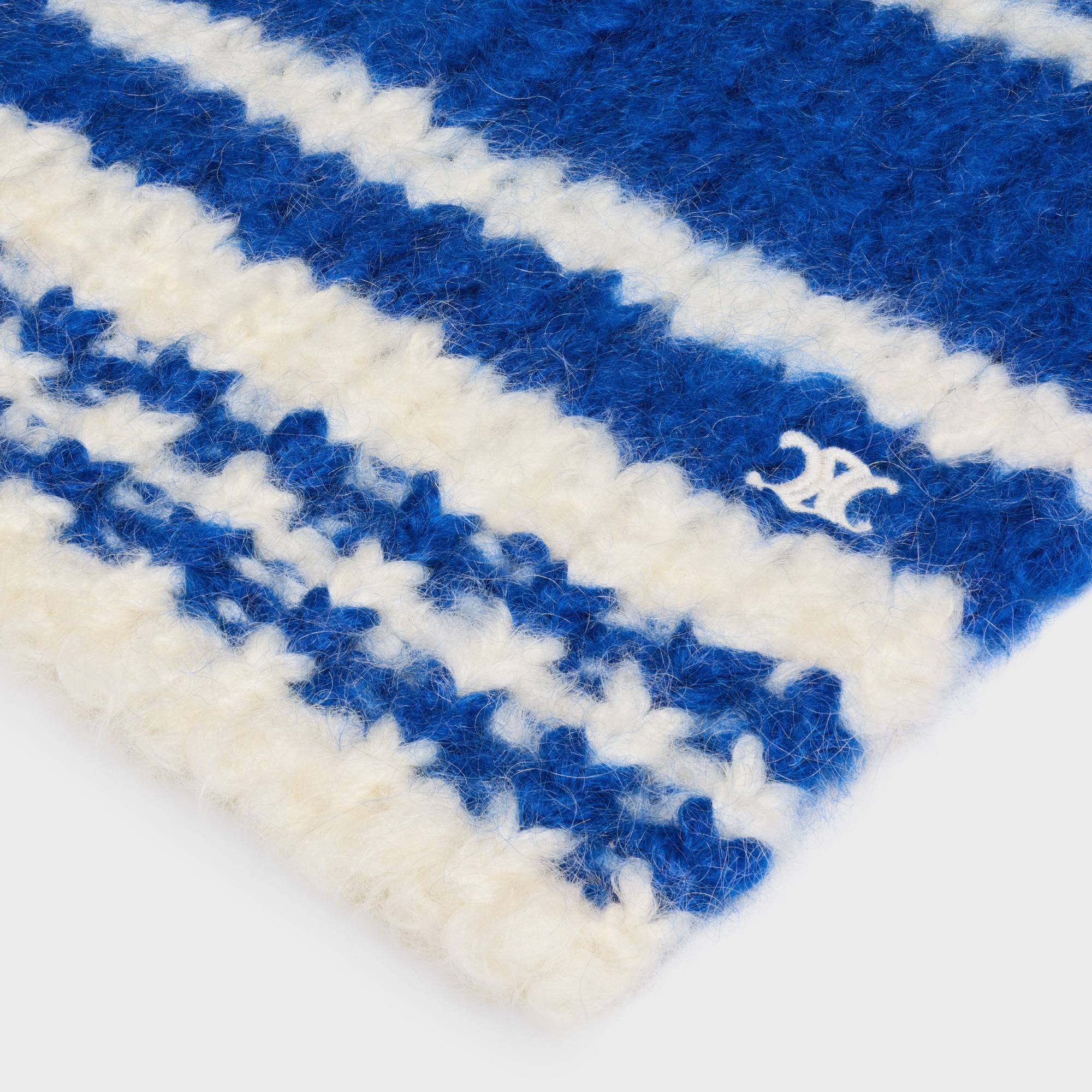 Celine Wool Striped Scarf In Off-white/lightning Blue