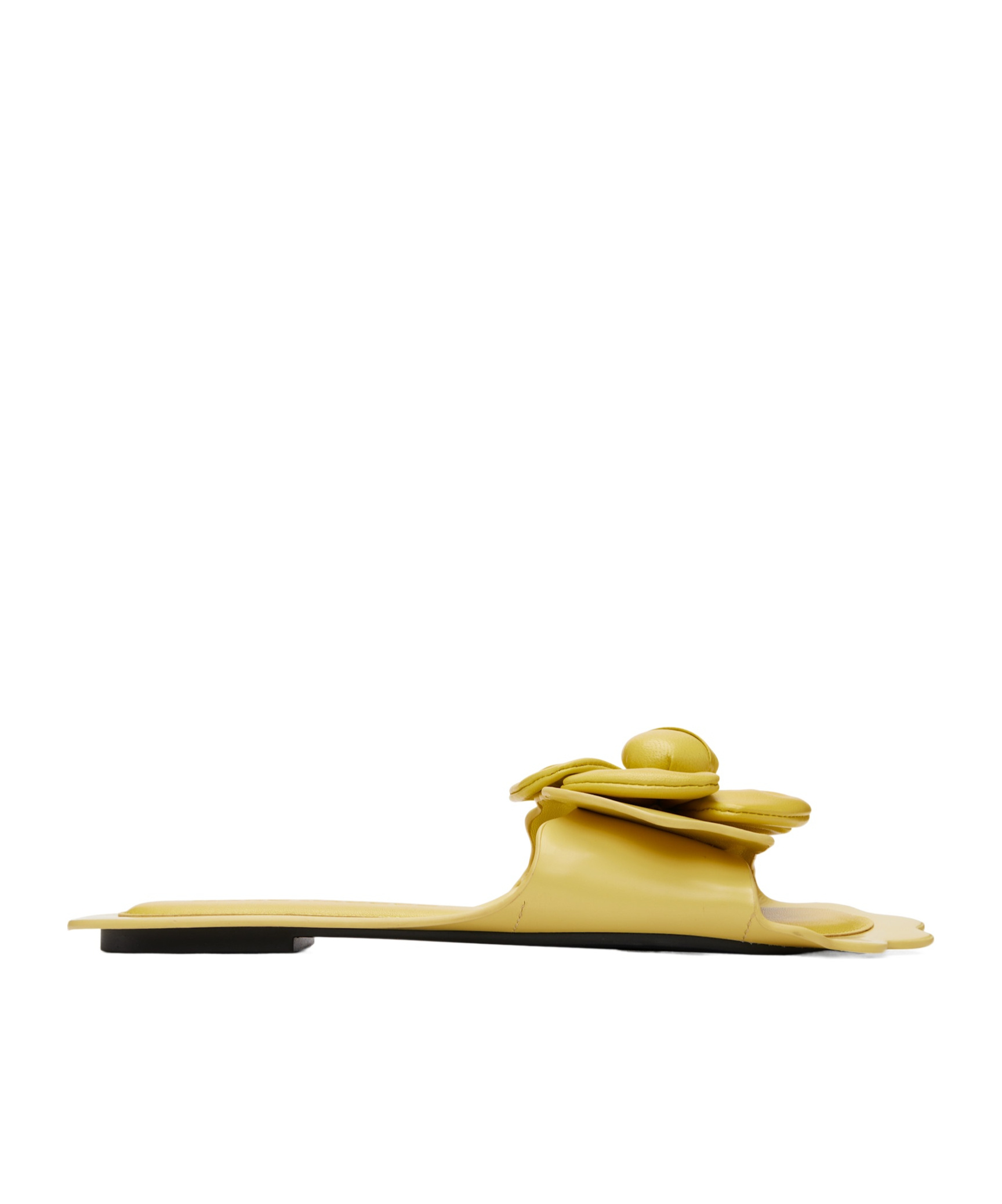 Marc Jacobs The Daisy Leather Flat Slide Sandals In Yellow