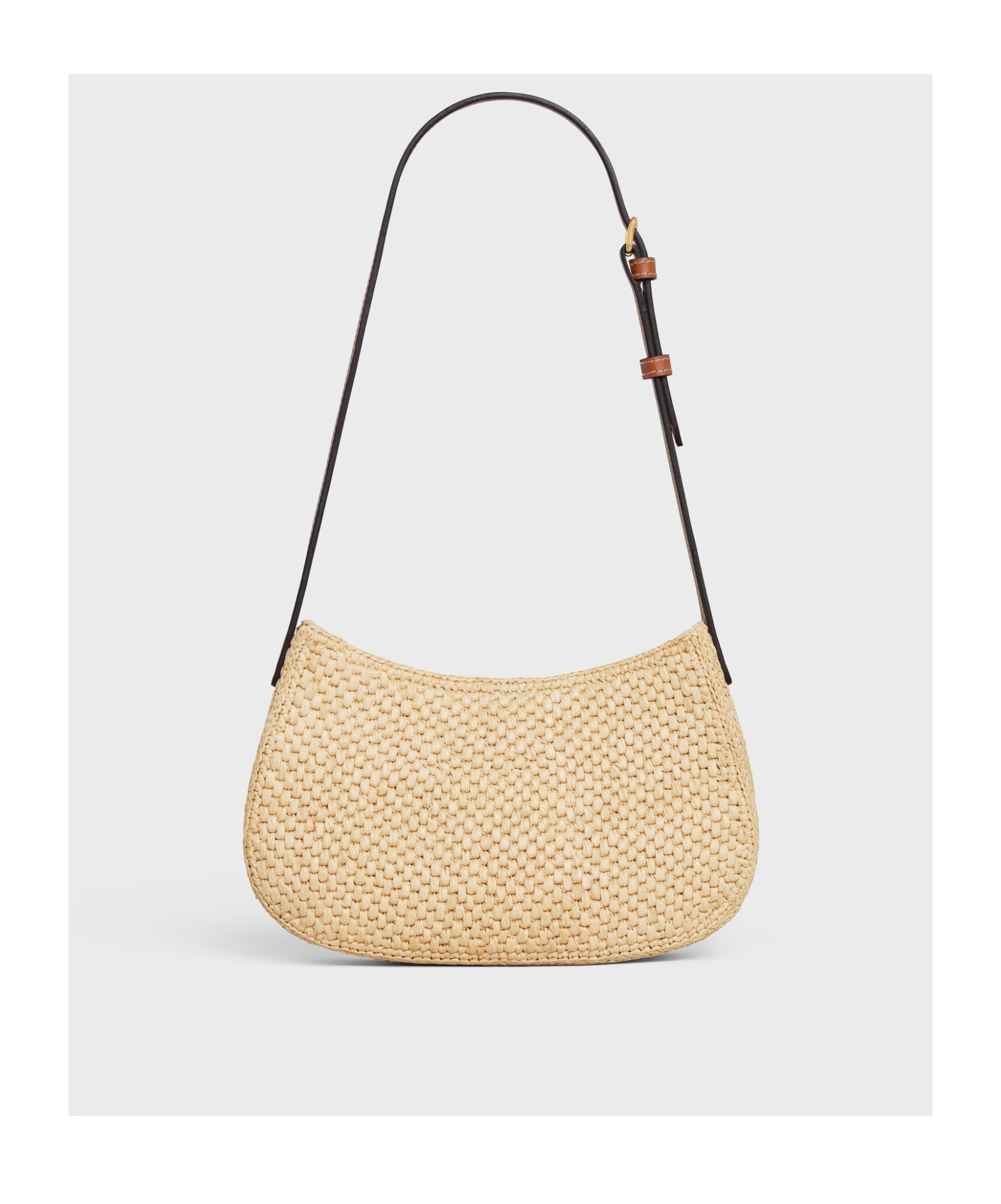 Celine Medium Tilly Bag In Raffia And Calfskin In Natural/tan
