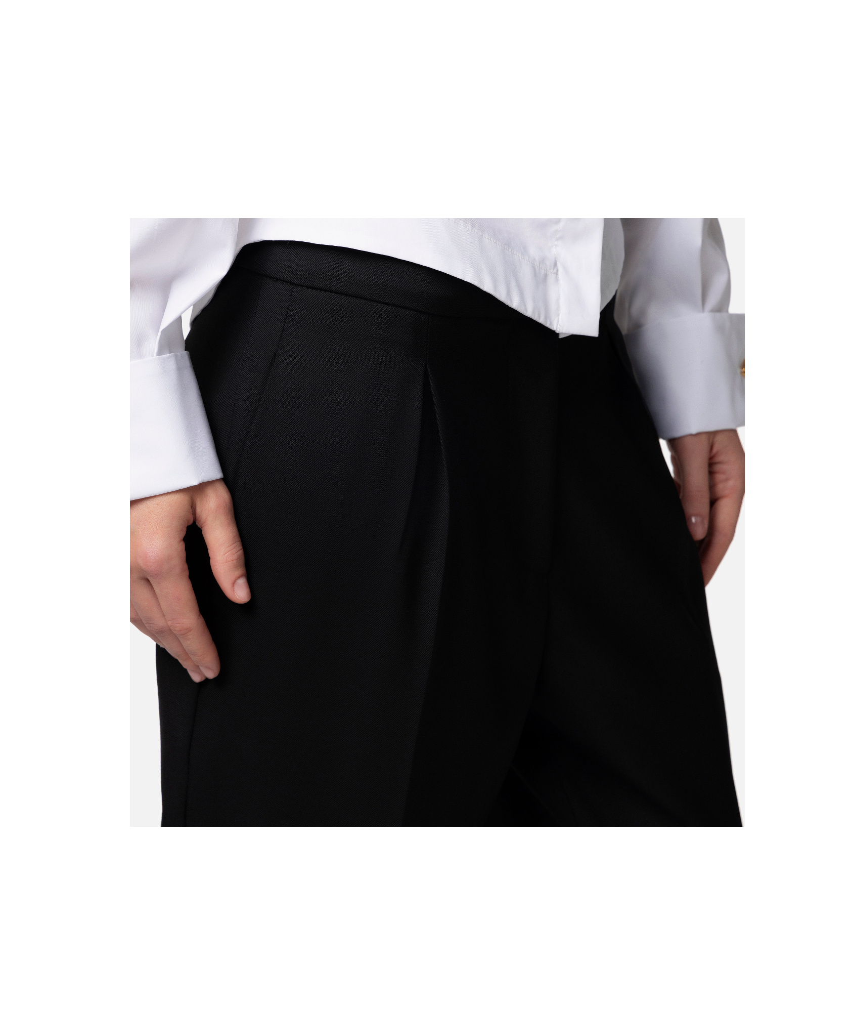 Elisabetta Franchi Straight Virgin Wool Trousers In Black