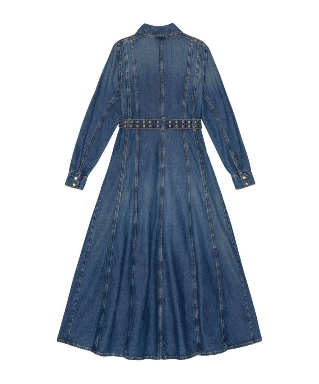 Shop Ganni Dark Blue Denim Maxi Dress