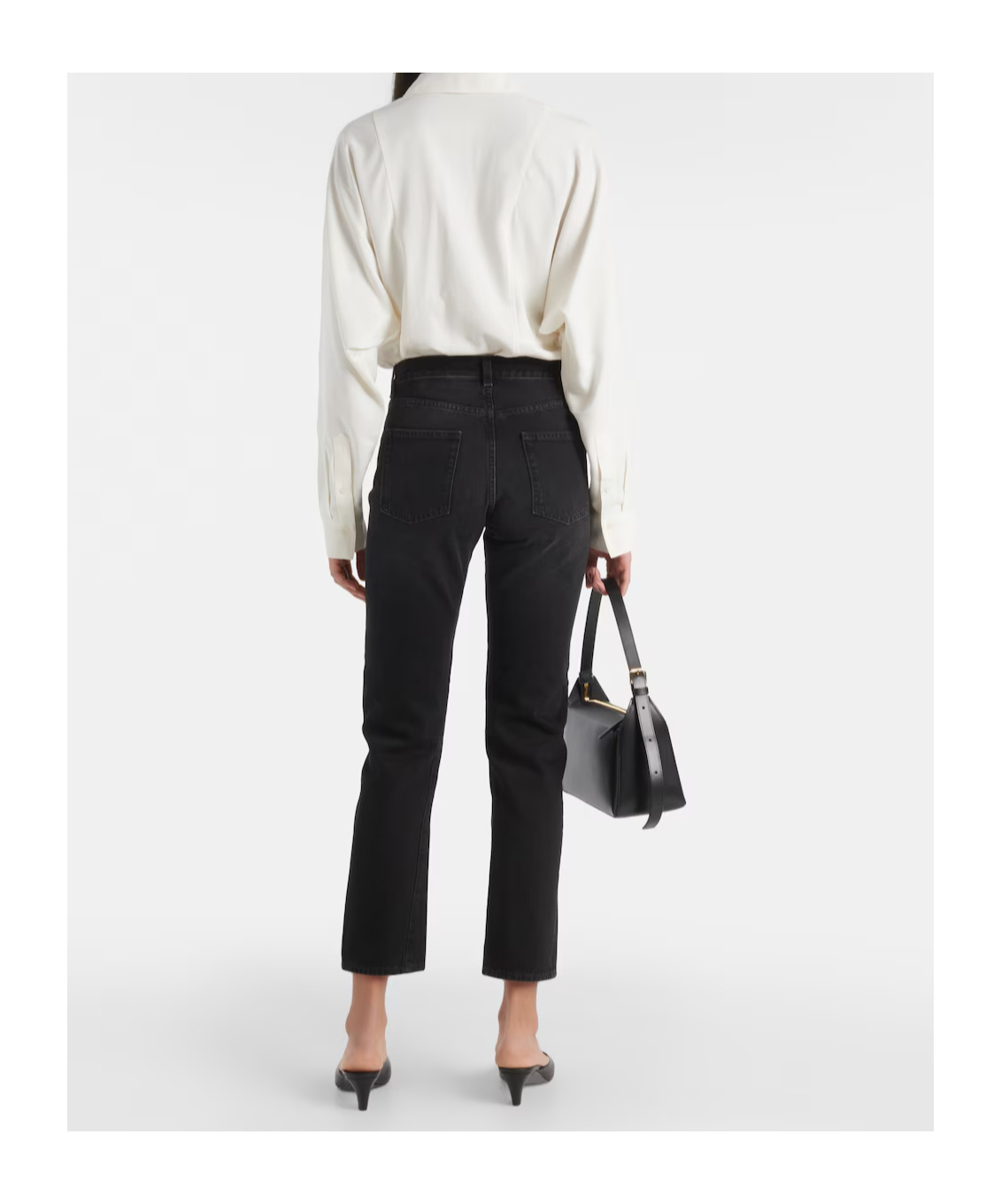 Totême Mid-rise Cropped Jeans In Black