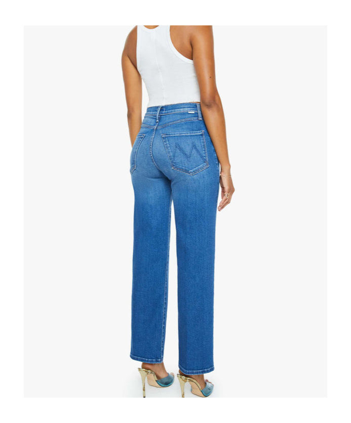 Mother Rambler Zip Flood High-waisted Jeans In Nip It In The Bud In Blue
