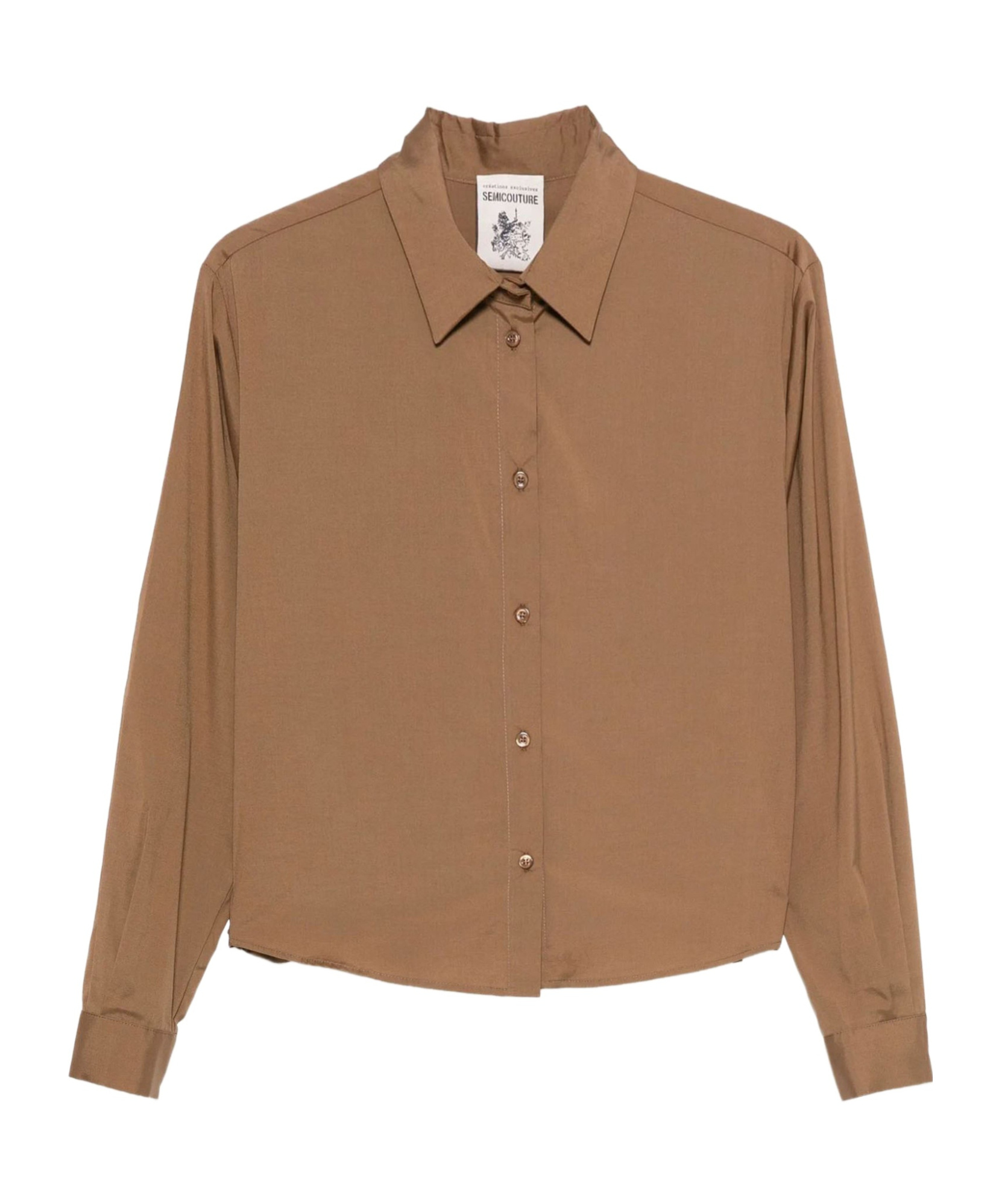 Semicouture Button-down Long-sleeved Shirt In Brown