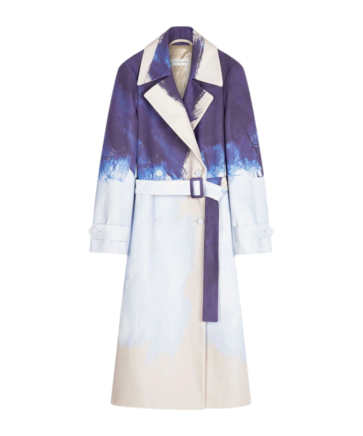 Shop Dries Van Noten Printed Long-sleeved Coat In White