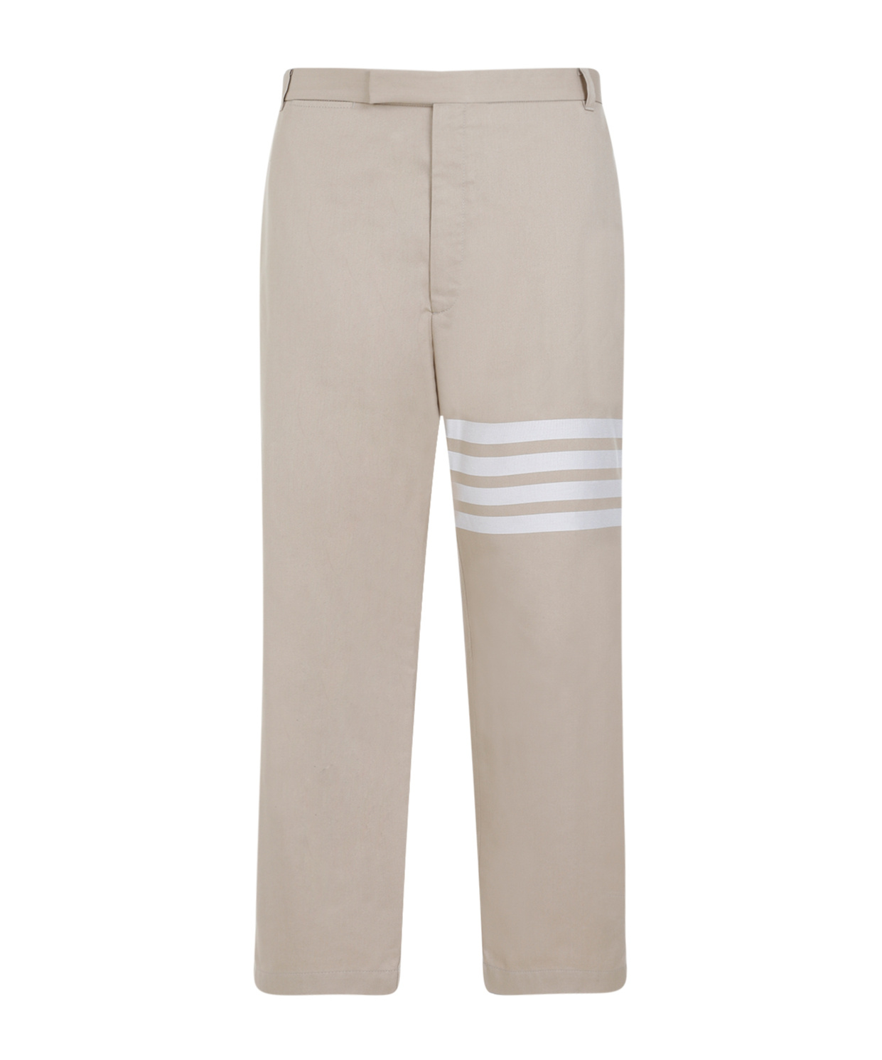 Thom Browne Camel Beige Cotton Unconstructed Straight Leg Trousers In Brown