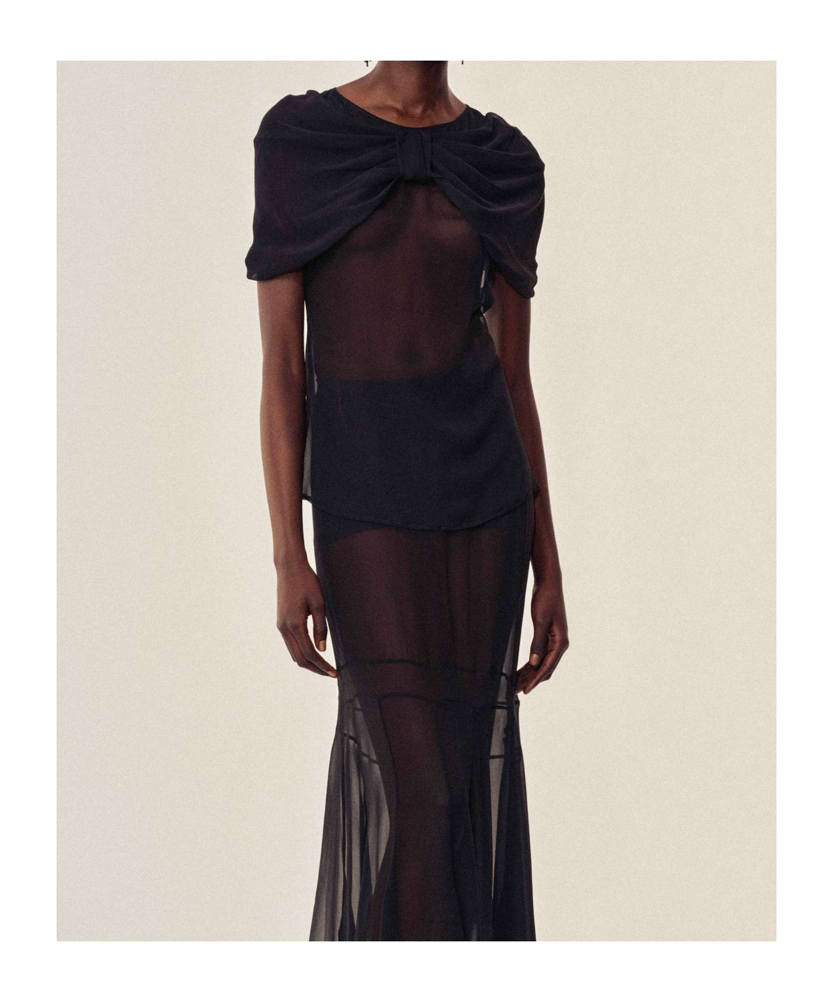 Simone Rocha Bow-detail Sheer Blouse In Black
