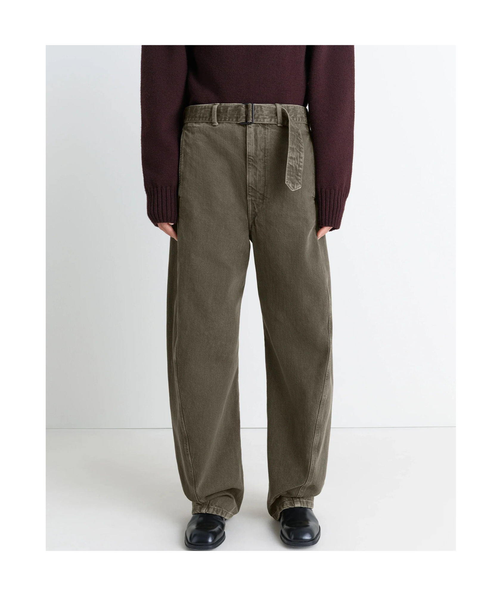 Lemaire Twisted Denim Cotton Jeans In Green