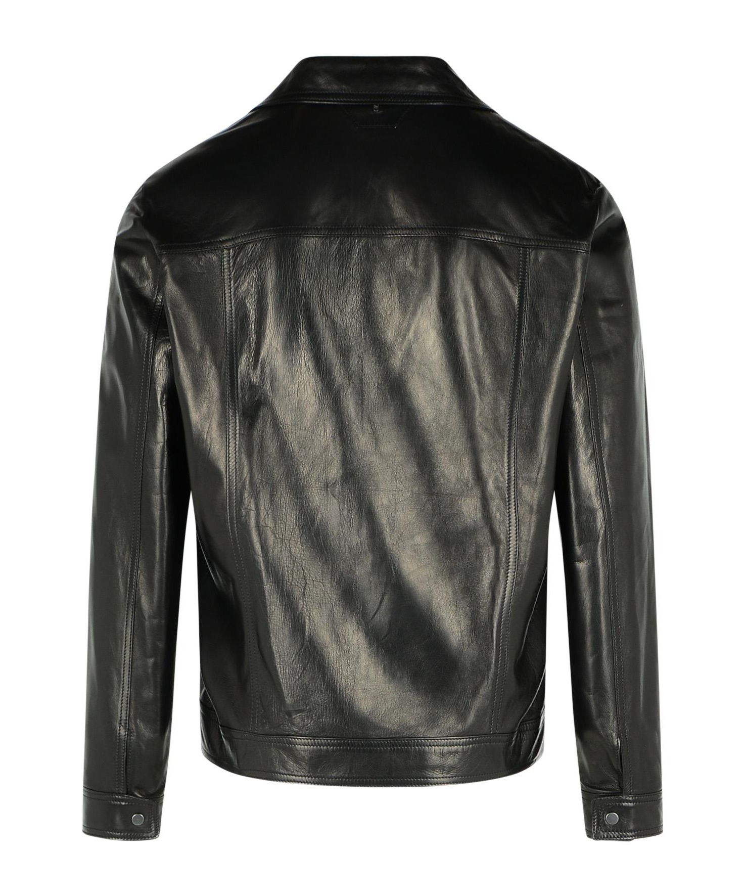 Salvatore Santoro Press Stud Leather Shirt Jacket In Black