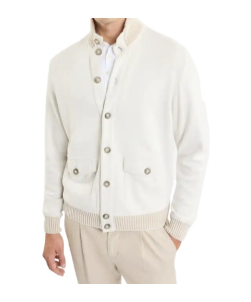 Fay Cotton Bomber Jacket Double Construction In White