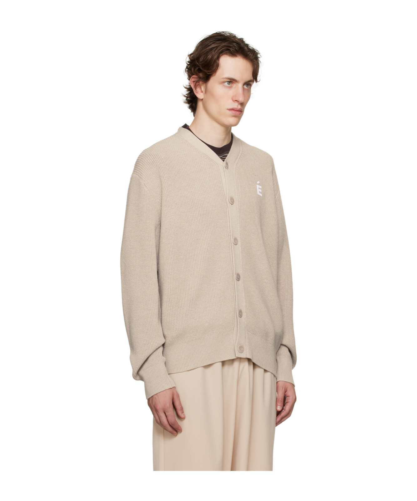 Etudes Studio Long-sleeved Button-down Knitted Cardigan In Nude