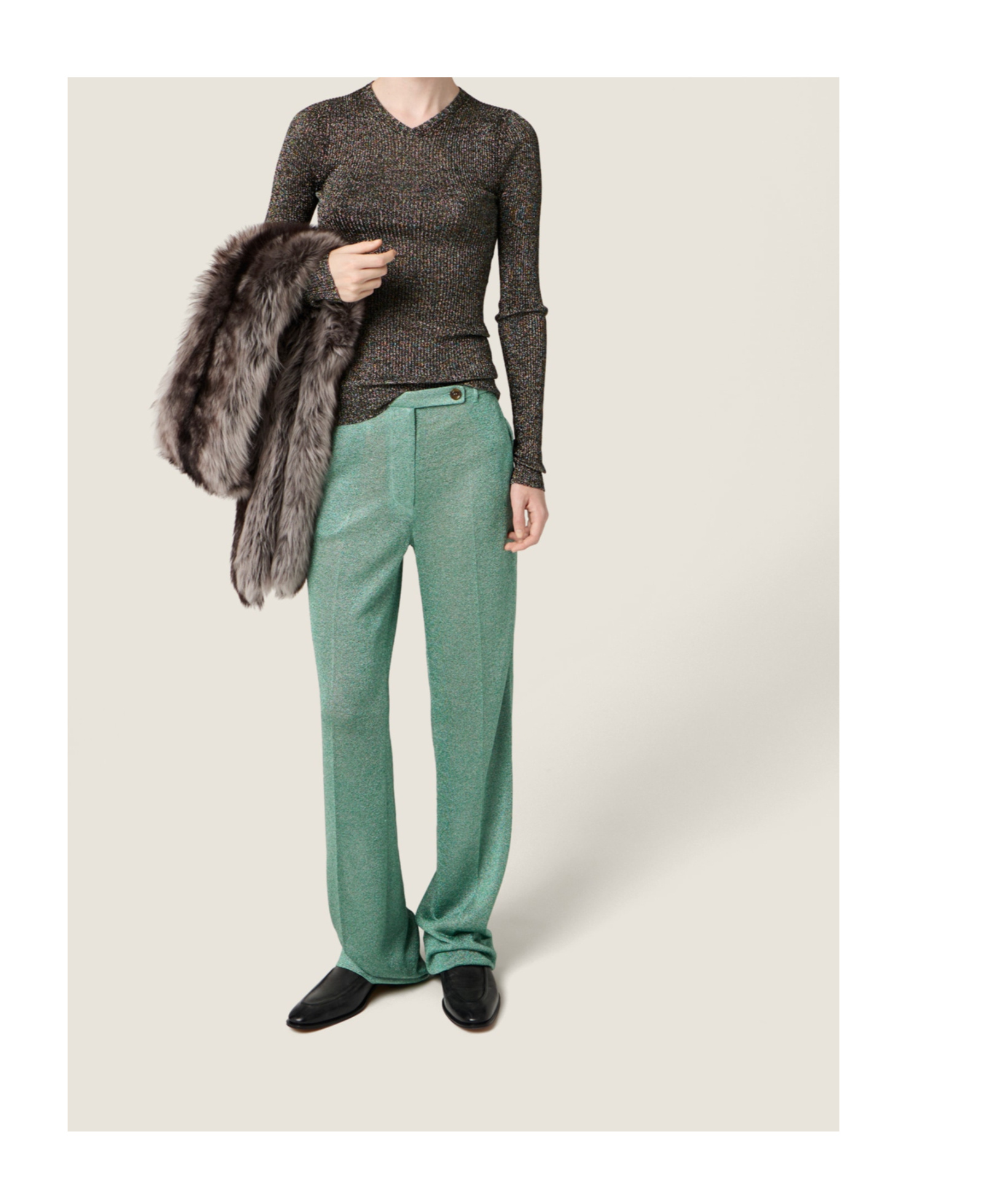 Miu Miu Lurex Pants In Green