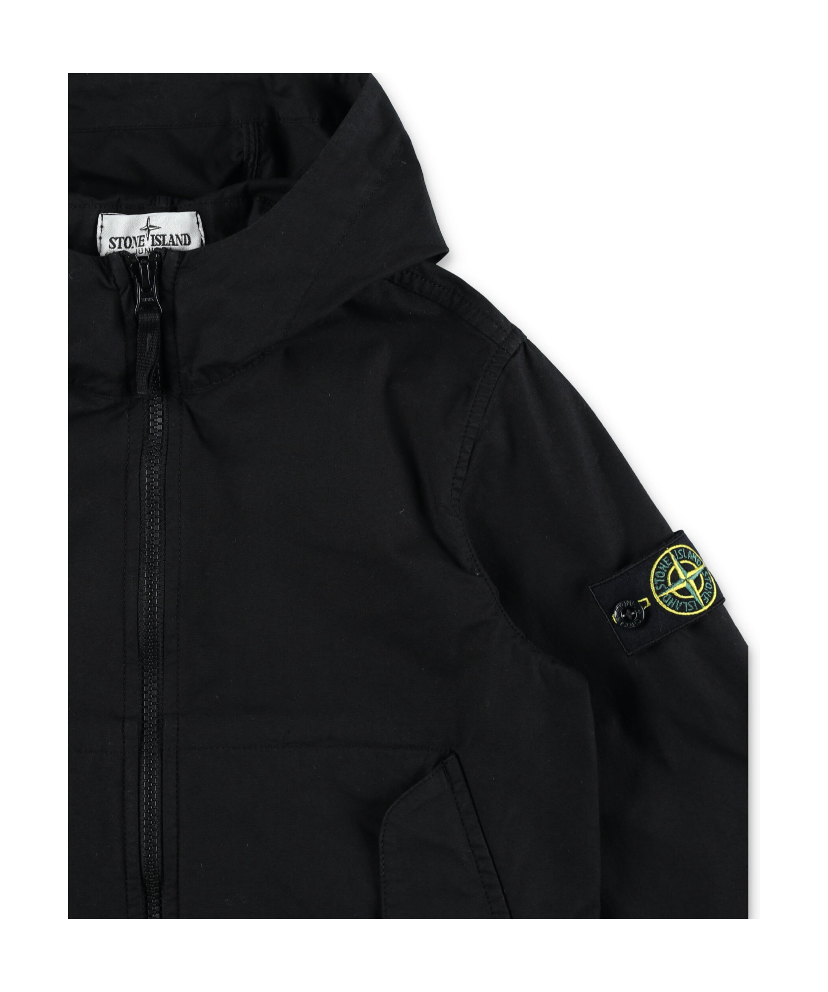 Stone Island Hooded Jacket In Black