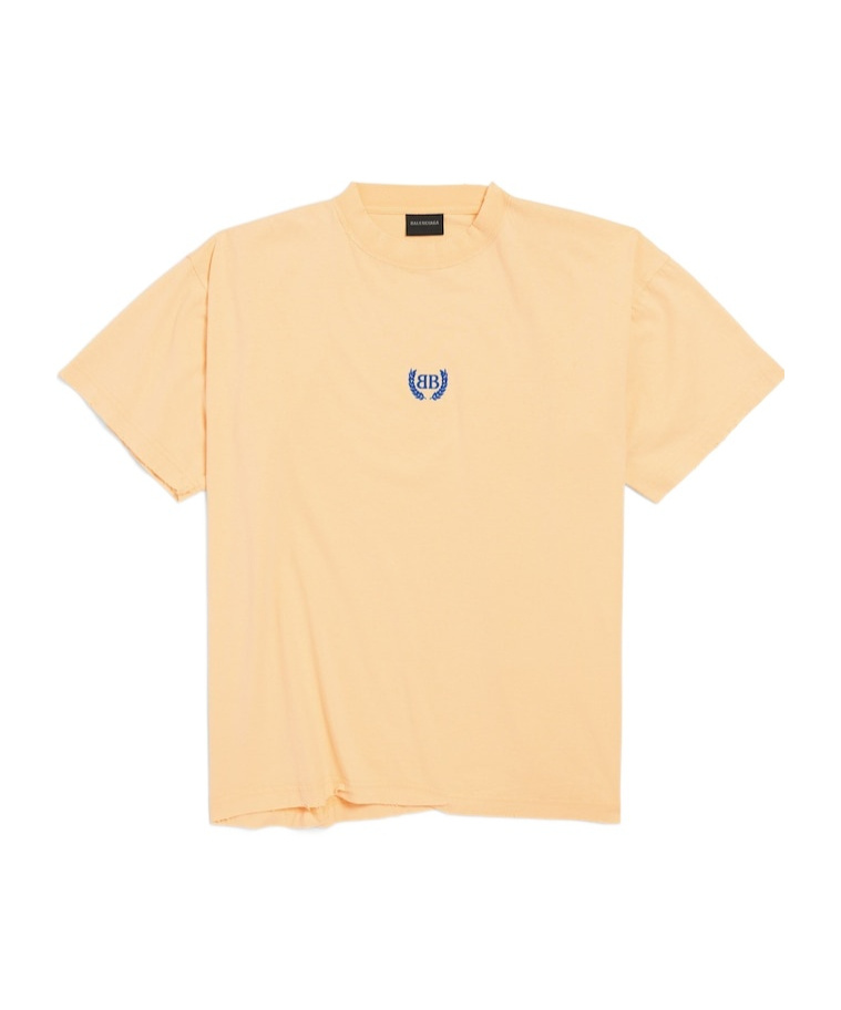 Balenciaga Crew Neck Short Sleeves Soft Fabric In Light Yellow
