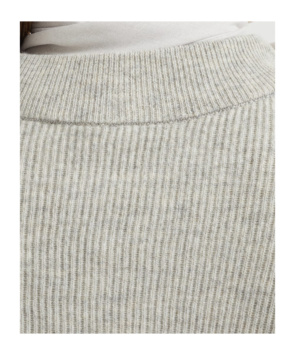 Brunello Cucinelli Cashmere Layered Sweater In Gray