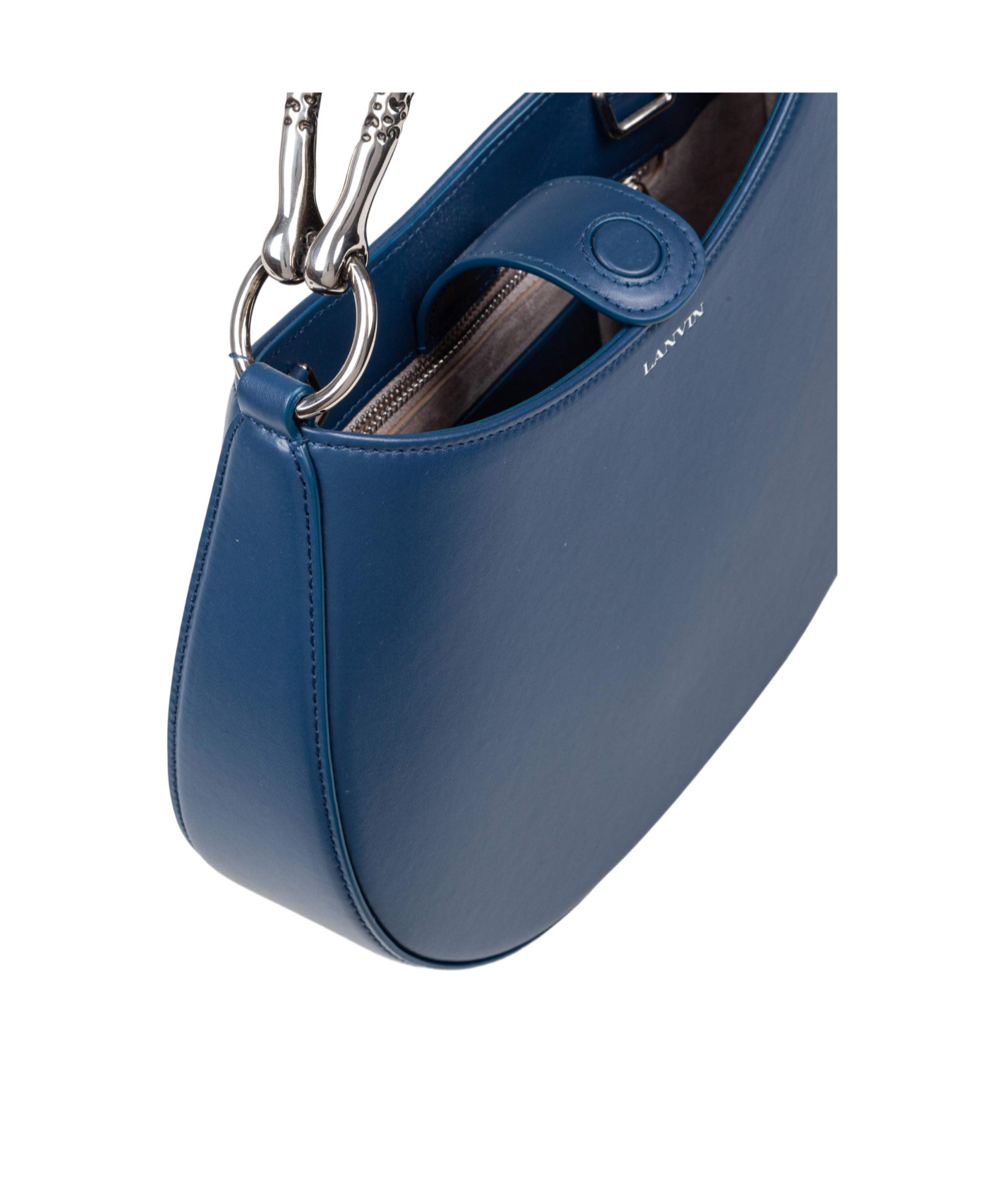 Lanvin Leather Cat Hobo Bag In Blue