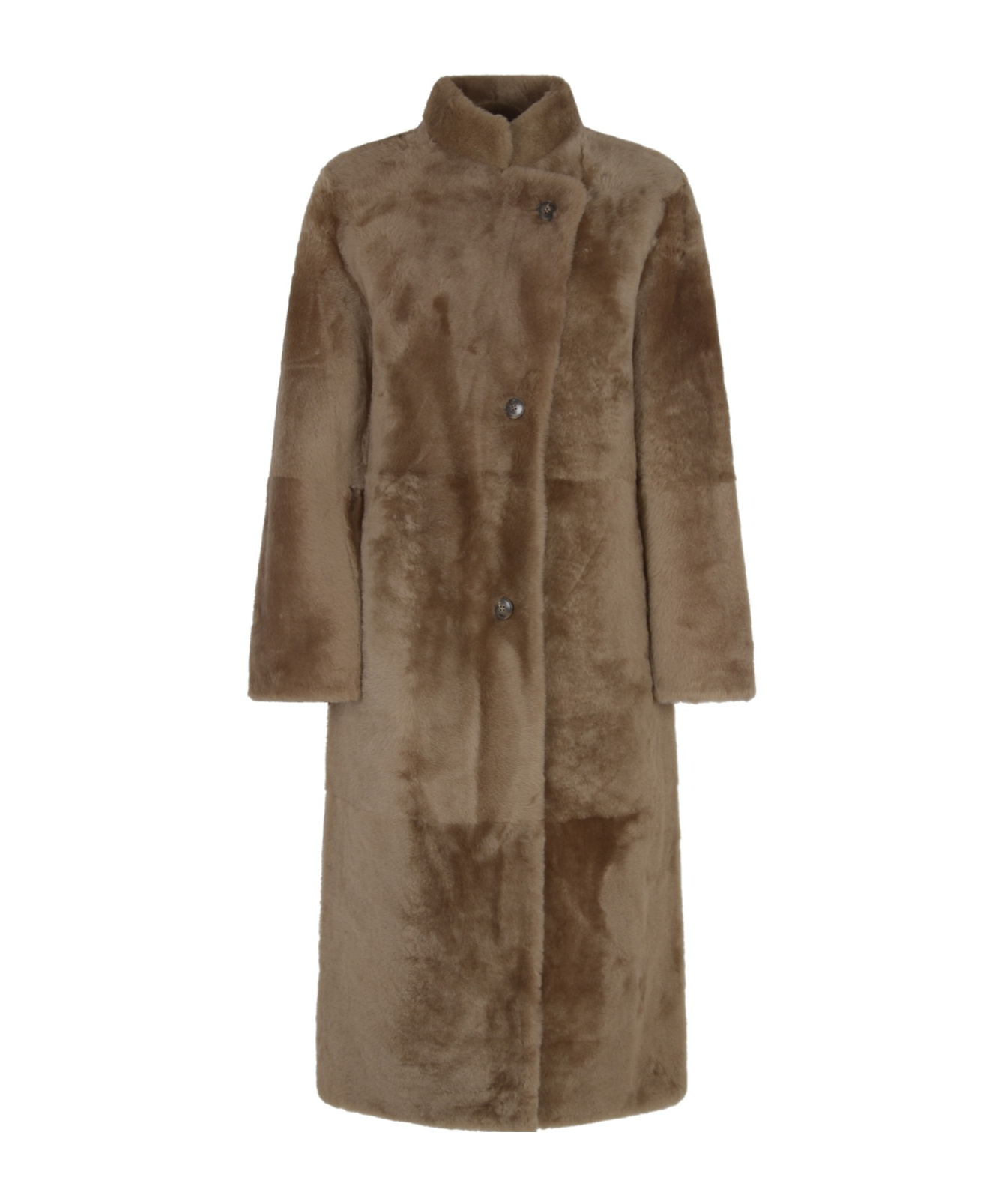 Yves Salomon Long-sleeved Coat In Brown