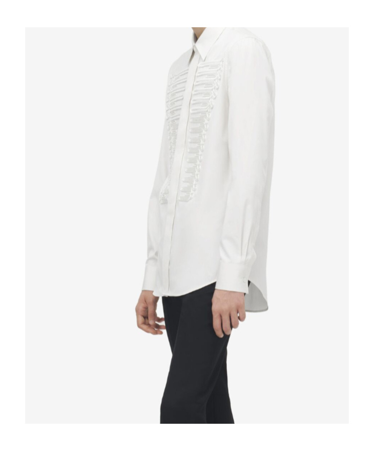 Alexander Mcqueen Mcqueen Ceremonial Soutache Embellished Cotton Poplin Button-up Shirt In White