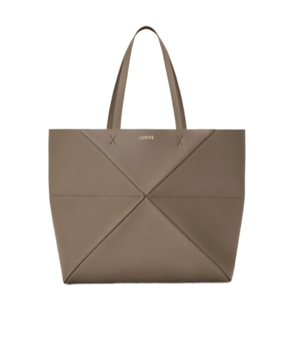 Loewe Large Horizontal Puzzle Fold Tote In Soft Grained Calfskin In Brown