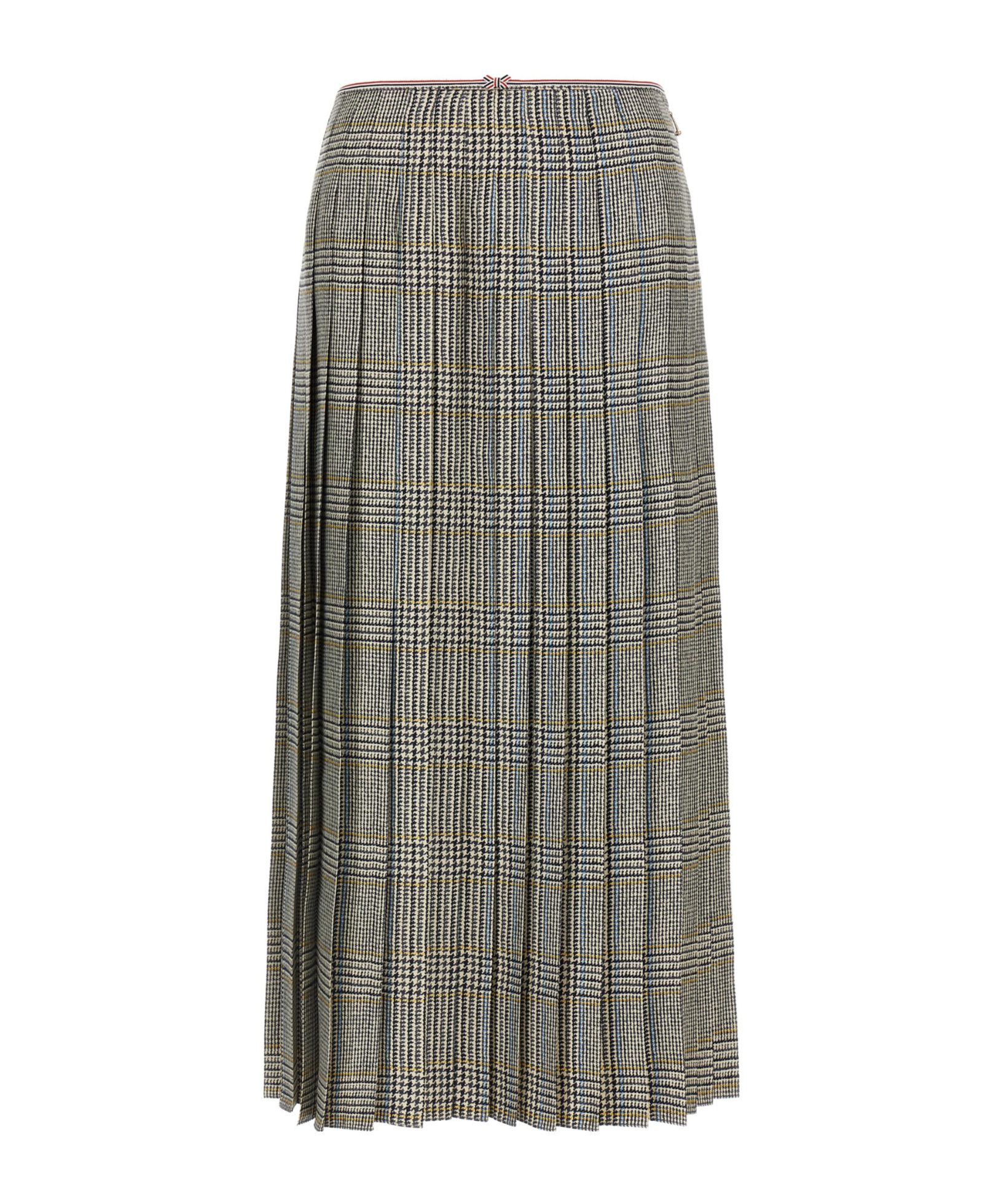Thom Browne Houndstooth-pattern Pleated Midi Skirt In Green