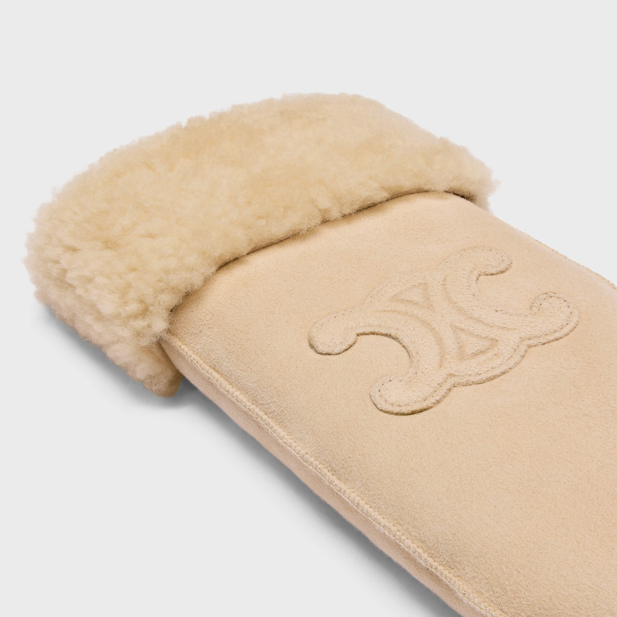 Celine Triomphe Wool Gloves In Nude