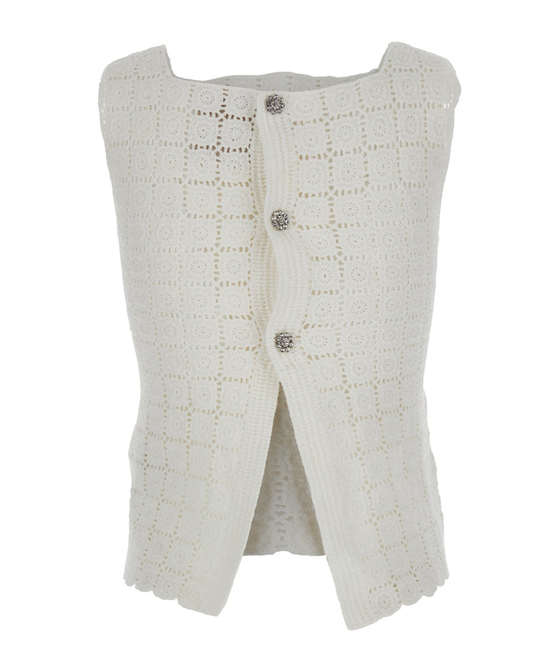 Shop Semicouture Semi Couture Square Neck Knit Top In White