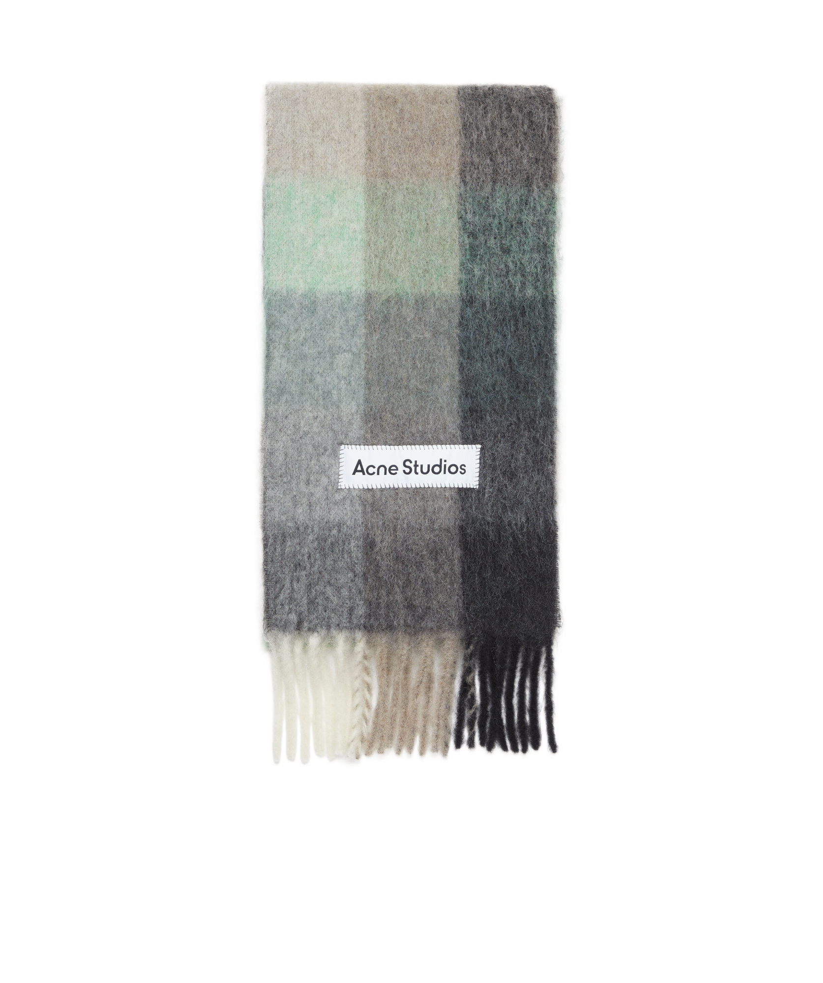Shop Acne Studios Multi Check Scarf In Gray