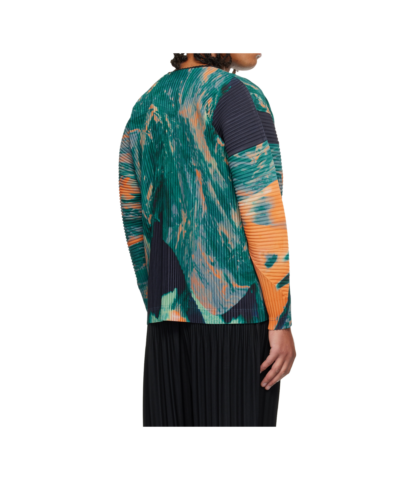 Issey Miyake Pleated Polyester Knitted Cardigan In Multi